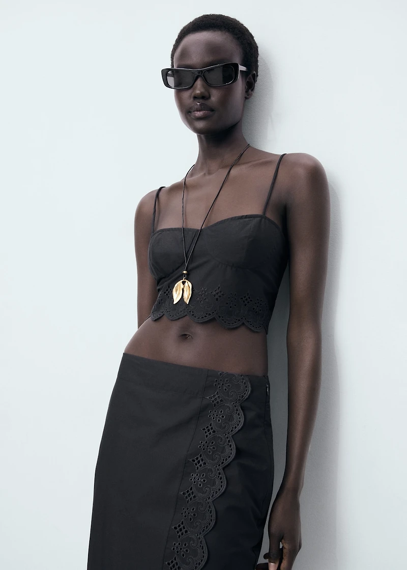 Embroidered cotton skirt