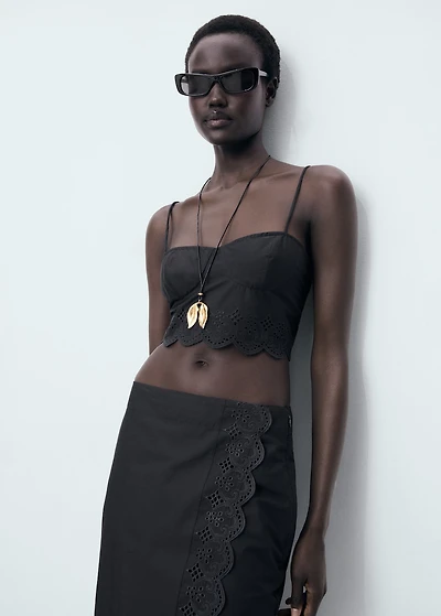 Embroidered cotton skirt