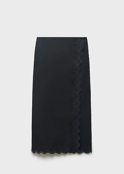 Embroidered cotton skirt