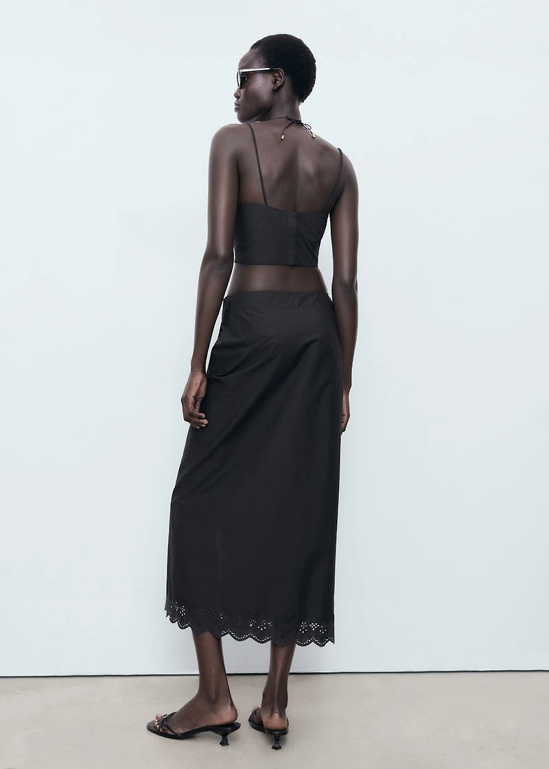 Embroidered cotton skirt