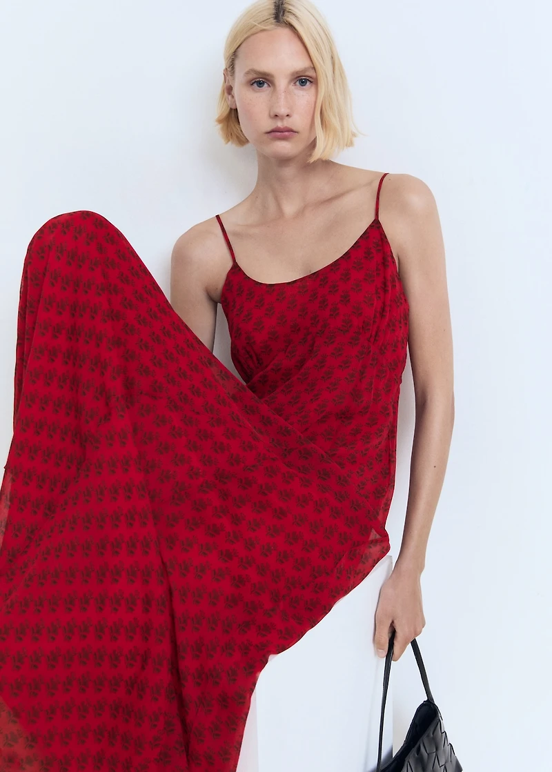 Floral-print chiffon dress