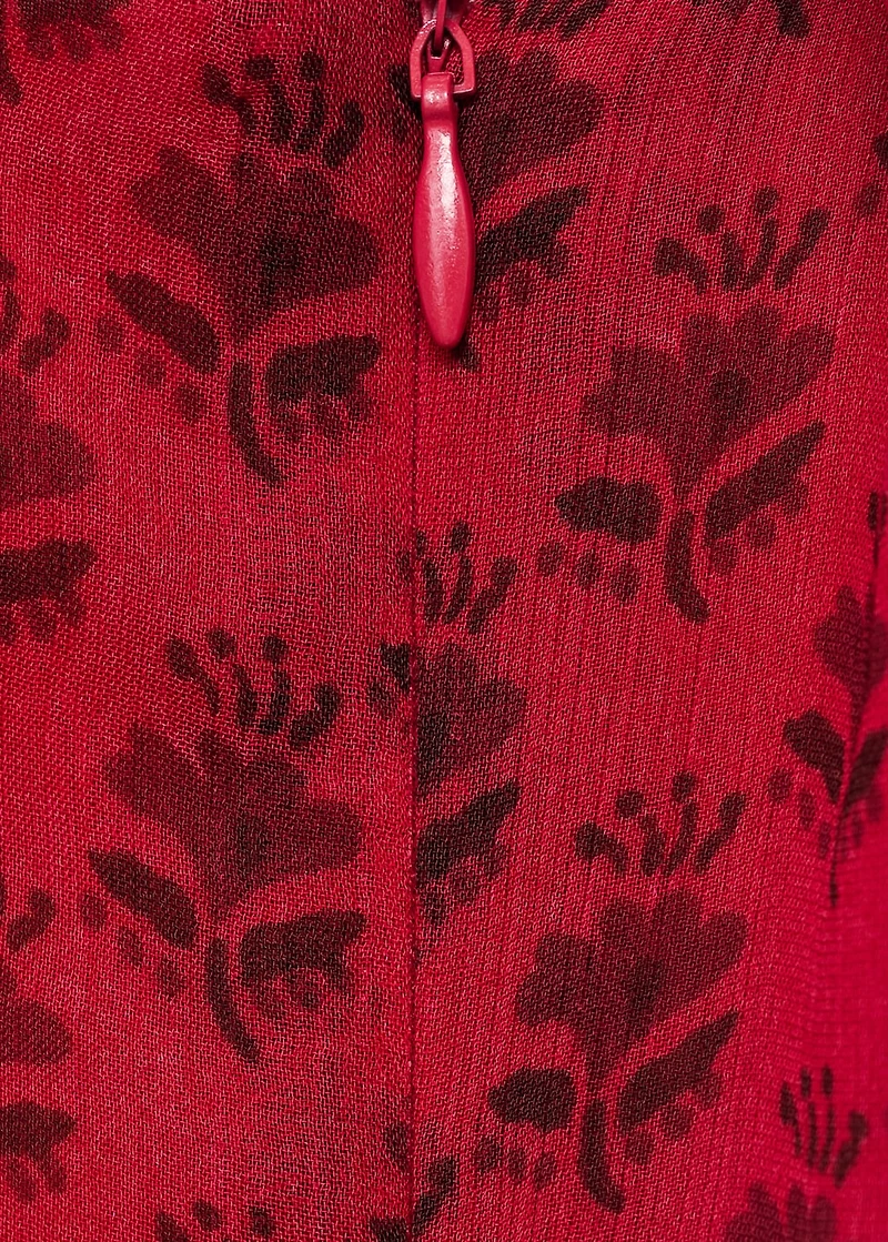 Floral-print chiffon dress