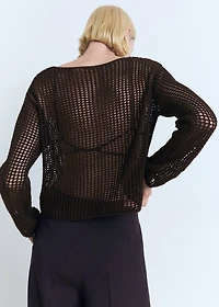 Long-sleeved crochet sweater