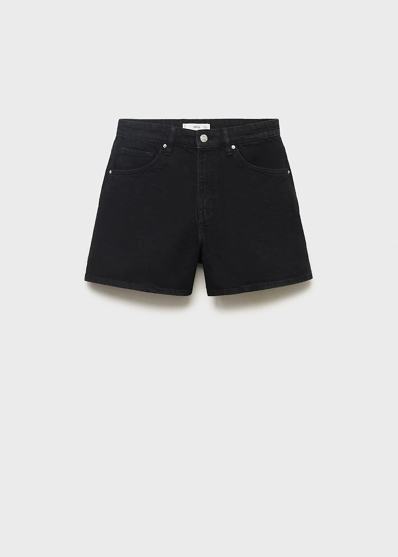 High-waisted straight-fit denim shorts