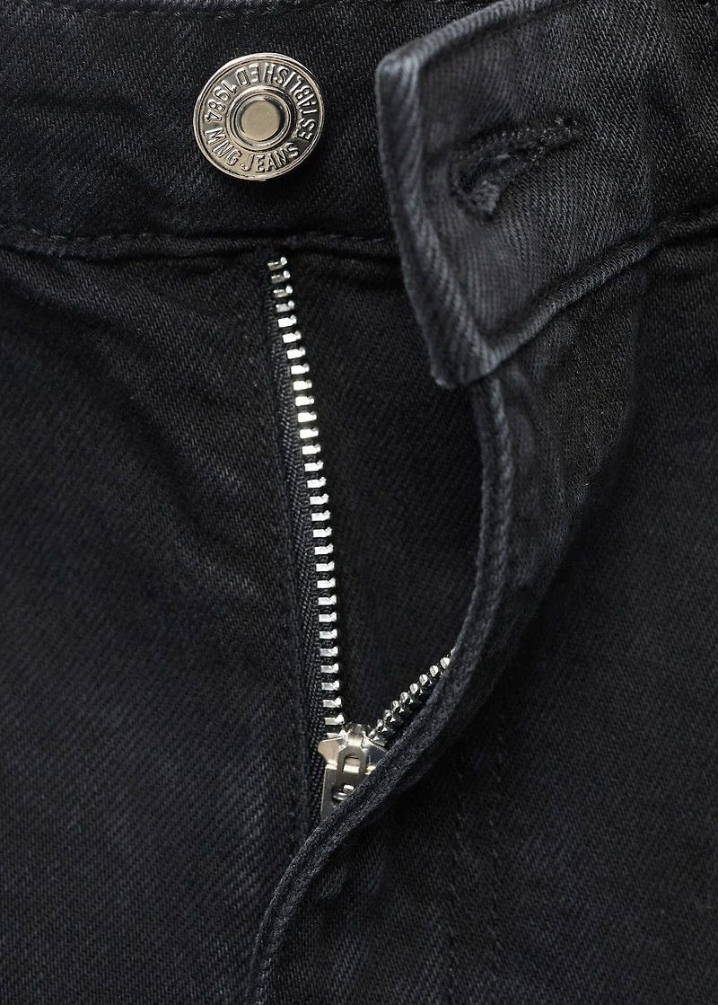 High-waisted straight-fit denim shorts