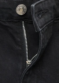 High-waisted straight-fit denim shorts