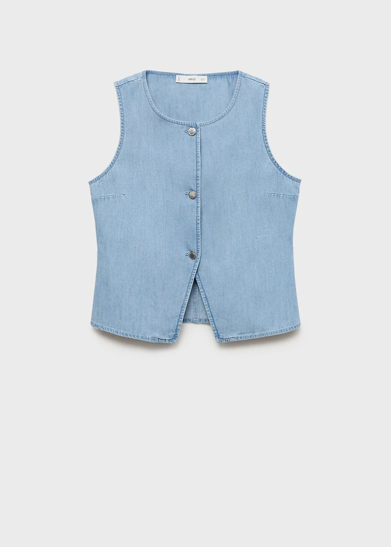 Buttoned denim vest