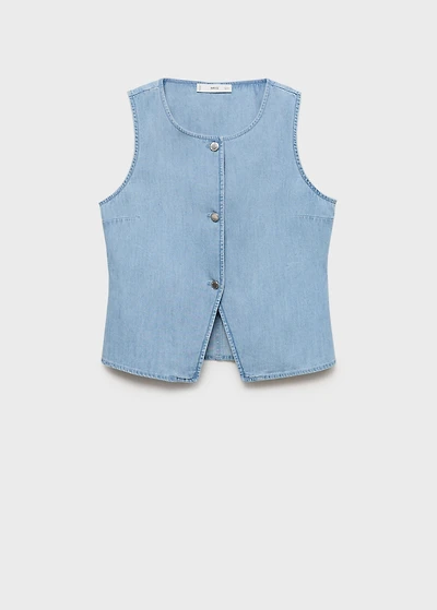 Buttoned denim vest