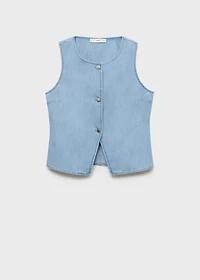 Buttoned denim vest