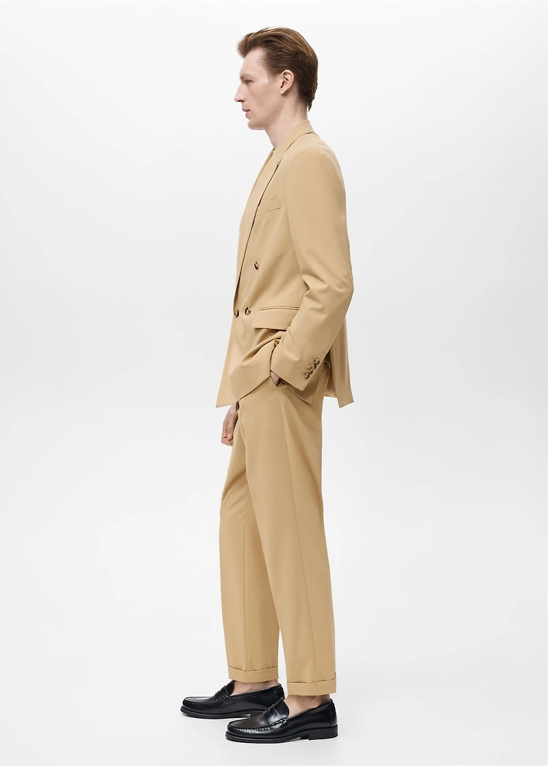 Boston regular-fit double-breasted suit blazer