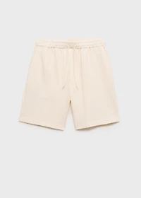 Cotton seersucker bermuda shorts with drawstring