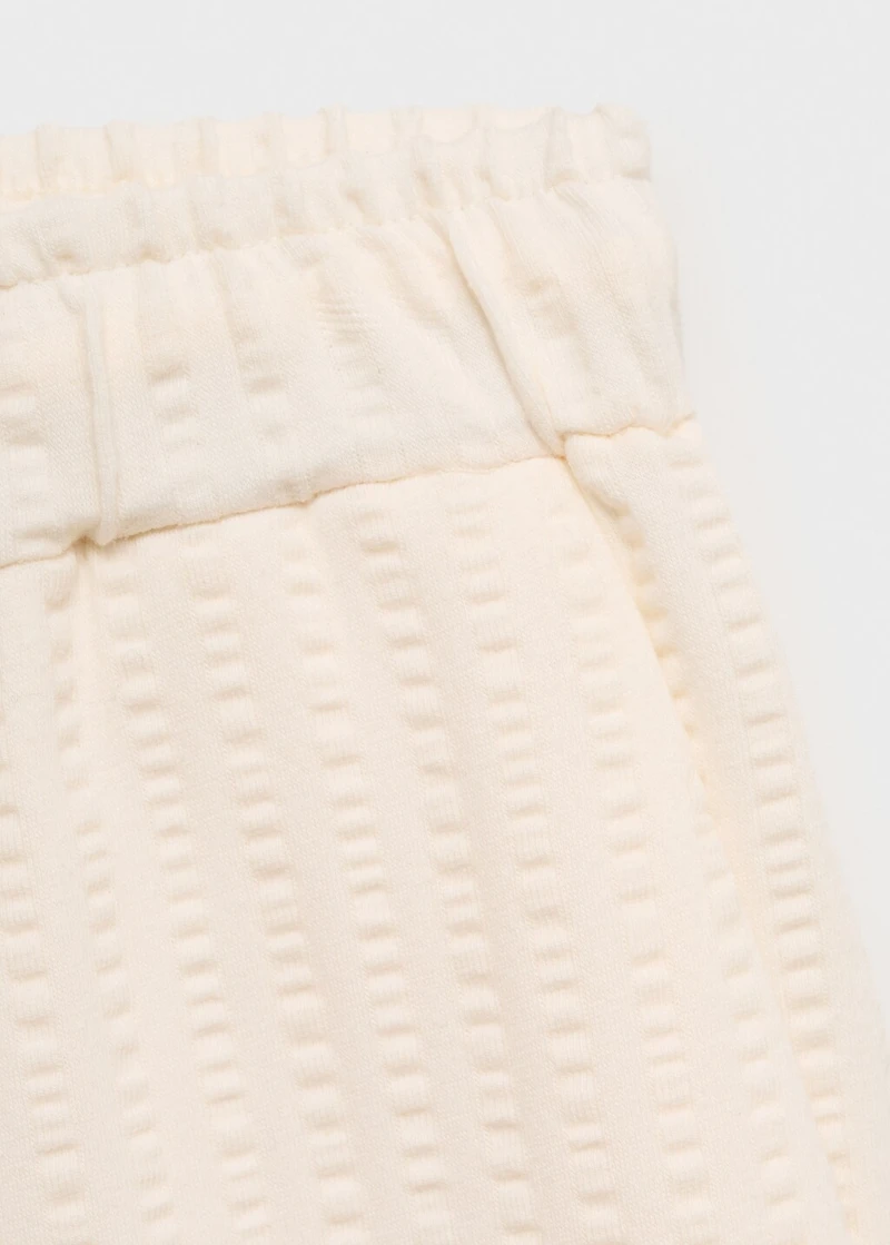 Cotton seersucker bermuda shorts with drawstring