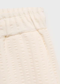 Cotton seersucker bermuda shorts with drawstring