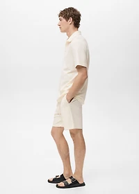 Cotton seersucker bermuda shorts with drawstring