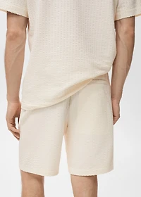 Cotton seersucker bermuda shorts with drawstring