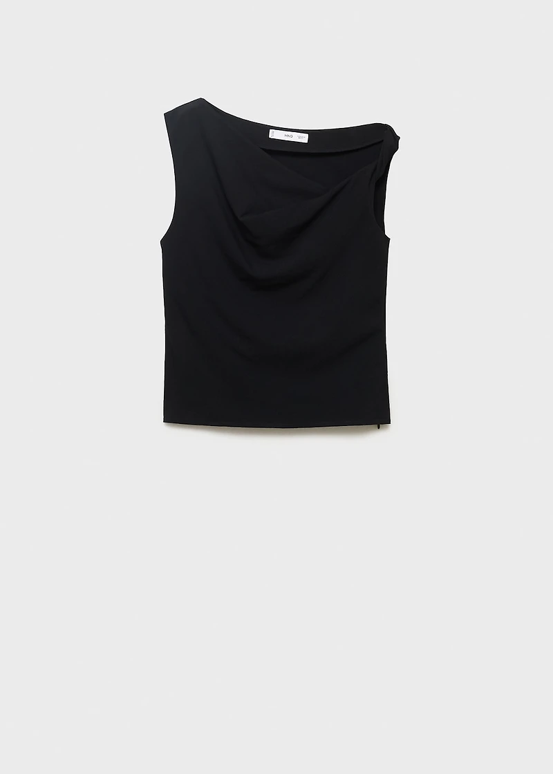 Asymmetrical draped top with straps