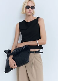 Asymmetrical draped top with straps