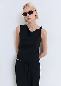 Asymmetrical draped top with straps