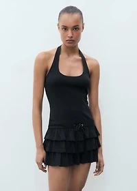 Halter-neck ruffle dress
