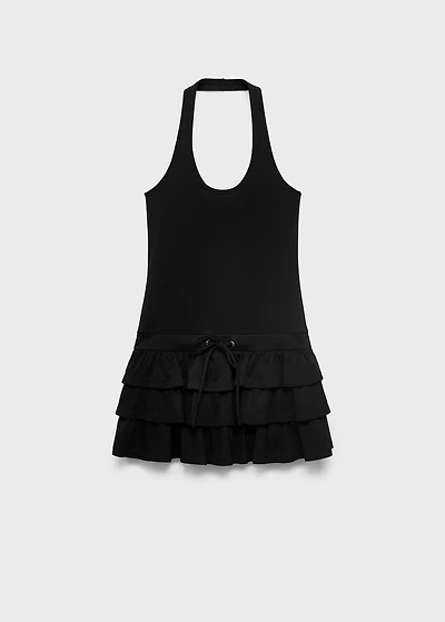 Halter-neck ruffle dress