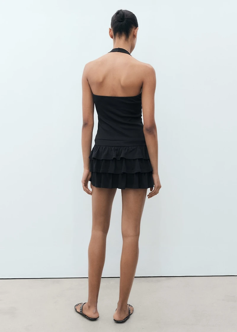 Halter-neck ruffle dress