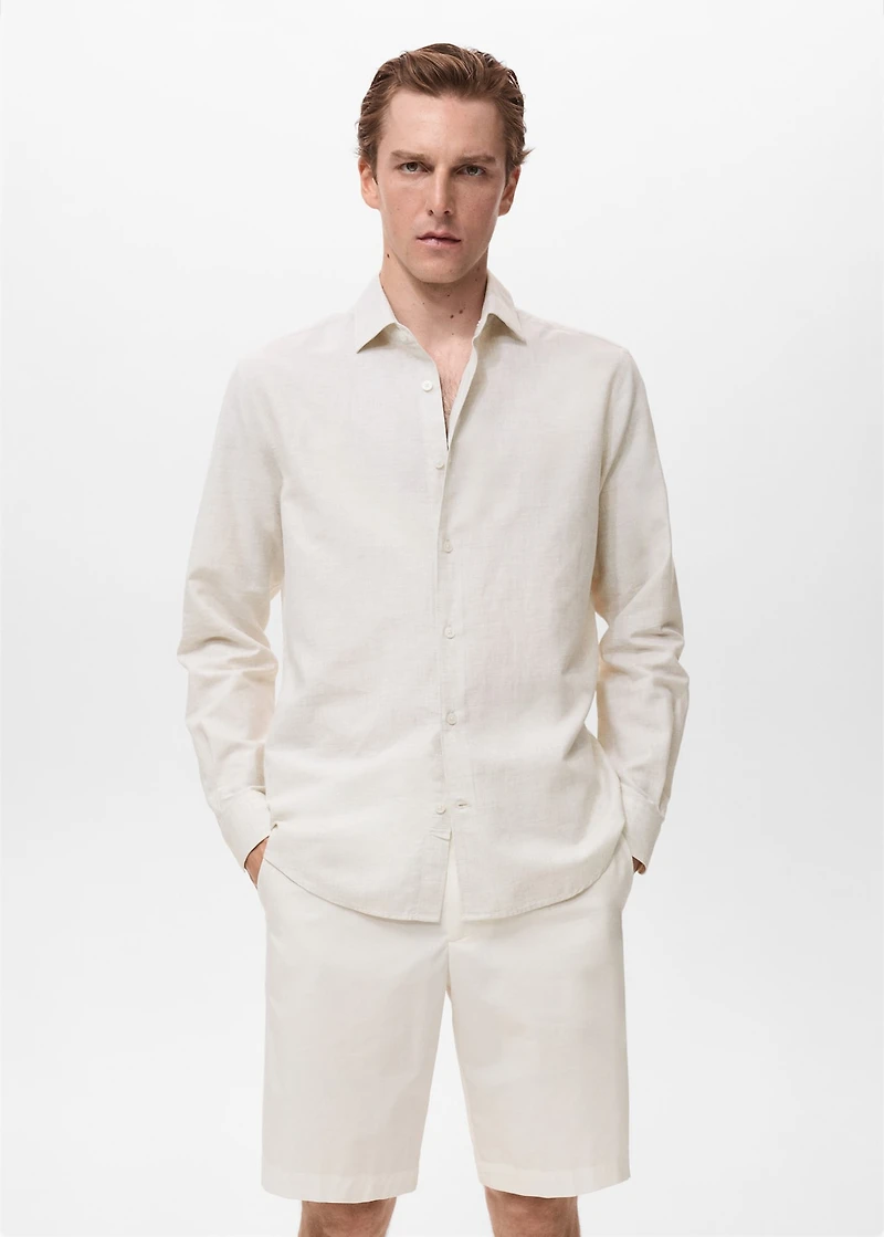 Cotton linen-blend shirt