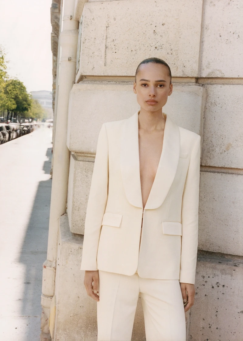 Suit blazer with satin lapels