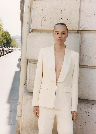 Suit blazer with satin lapels