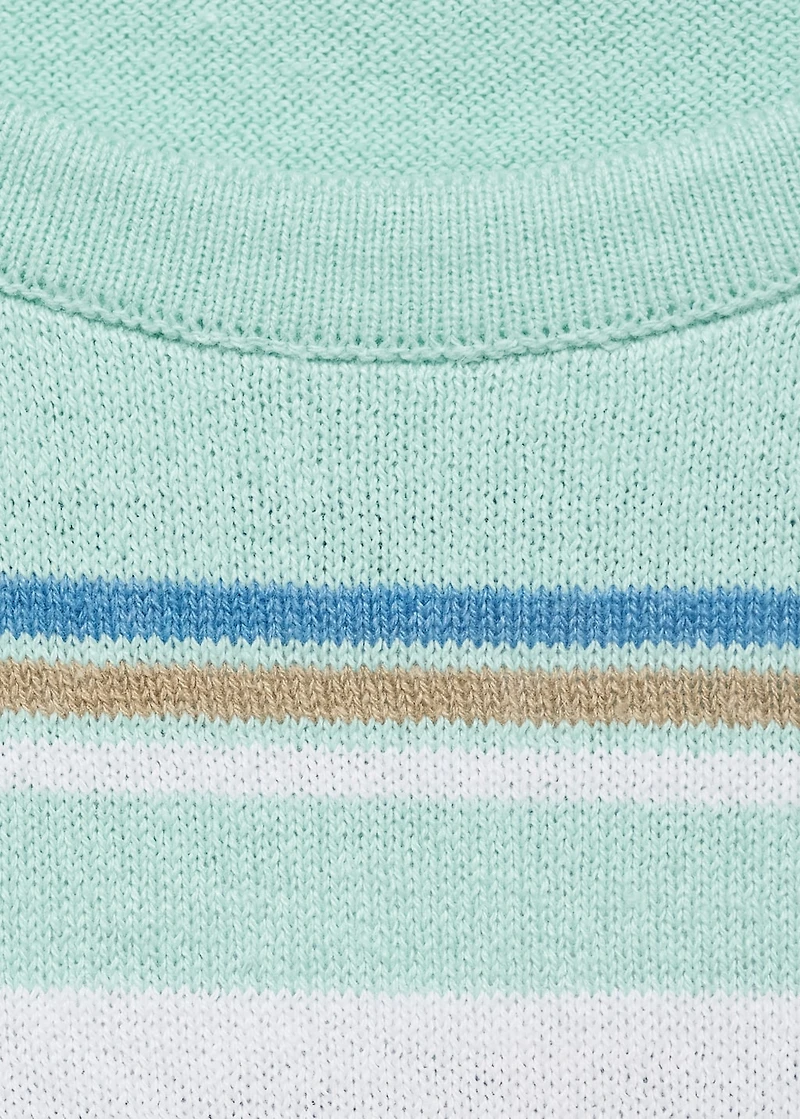 Short-sleeved sweater with combined stripes