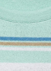 Short-sleeved sweater with combined stripes