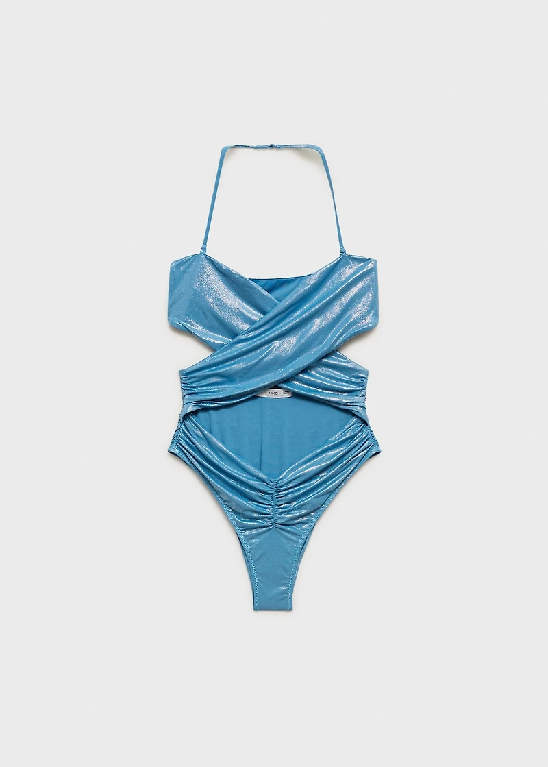 Swimsuit with a shiny finish and cut-out