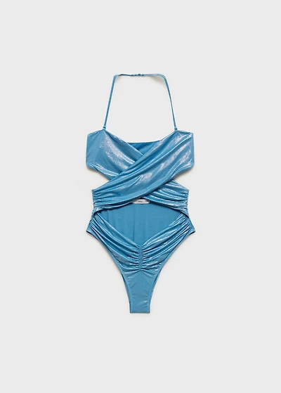 Swimsuit with a shiny finish and cut-out