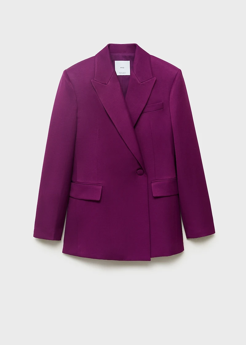 Linen-blend double-breasted suit blazer