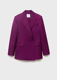 Linen-blend double-breasted suit blazer