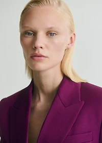 Linen-blend double-breasted suit blazer