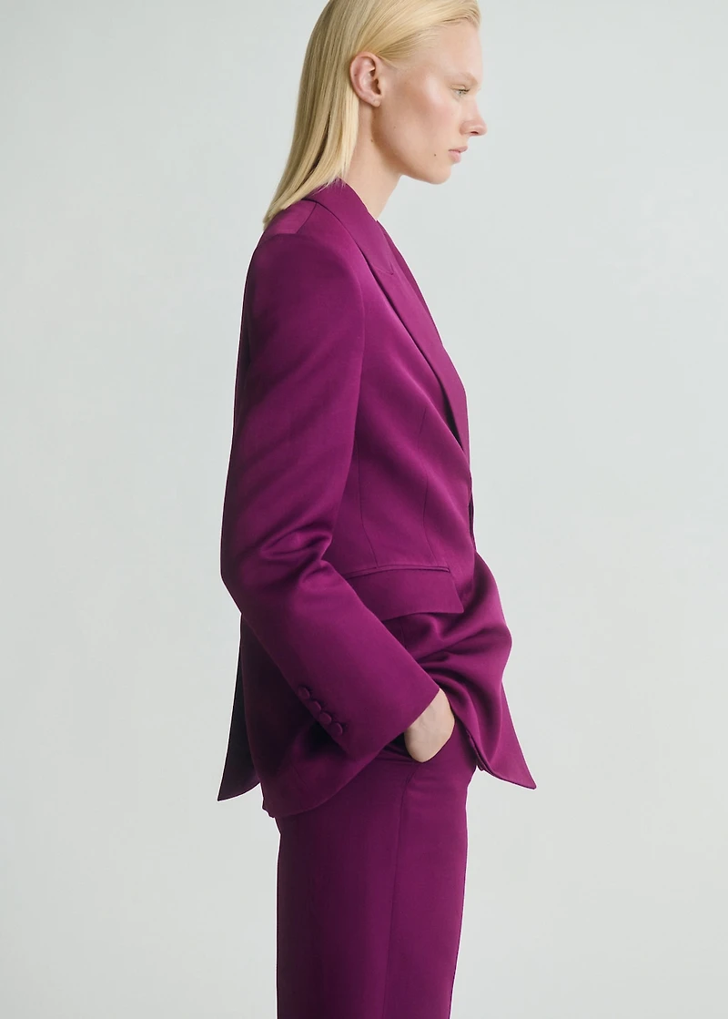 Linen-blend double-breasted suit blazer