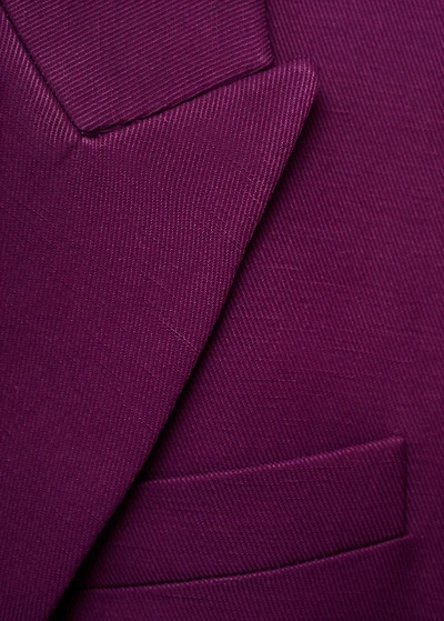 Linen-blend double-breasted suit blazer