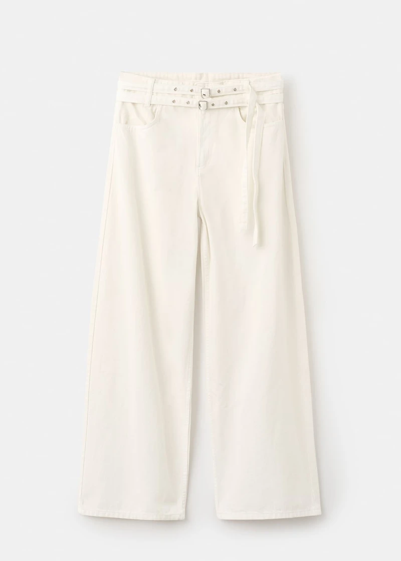 Barrel jeans with double belt