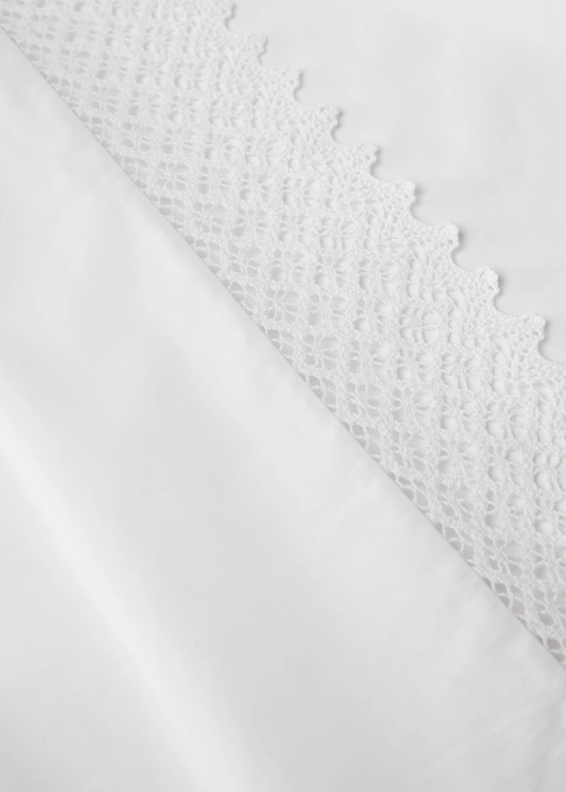 Cotton percale lace top sheet for 90 cm bed