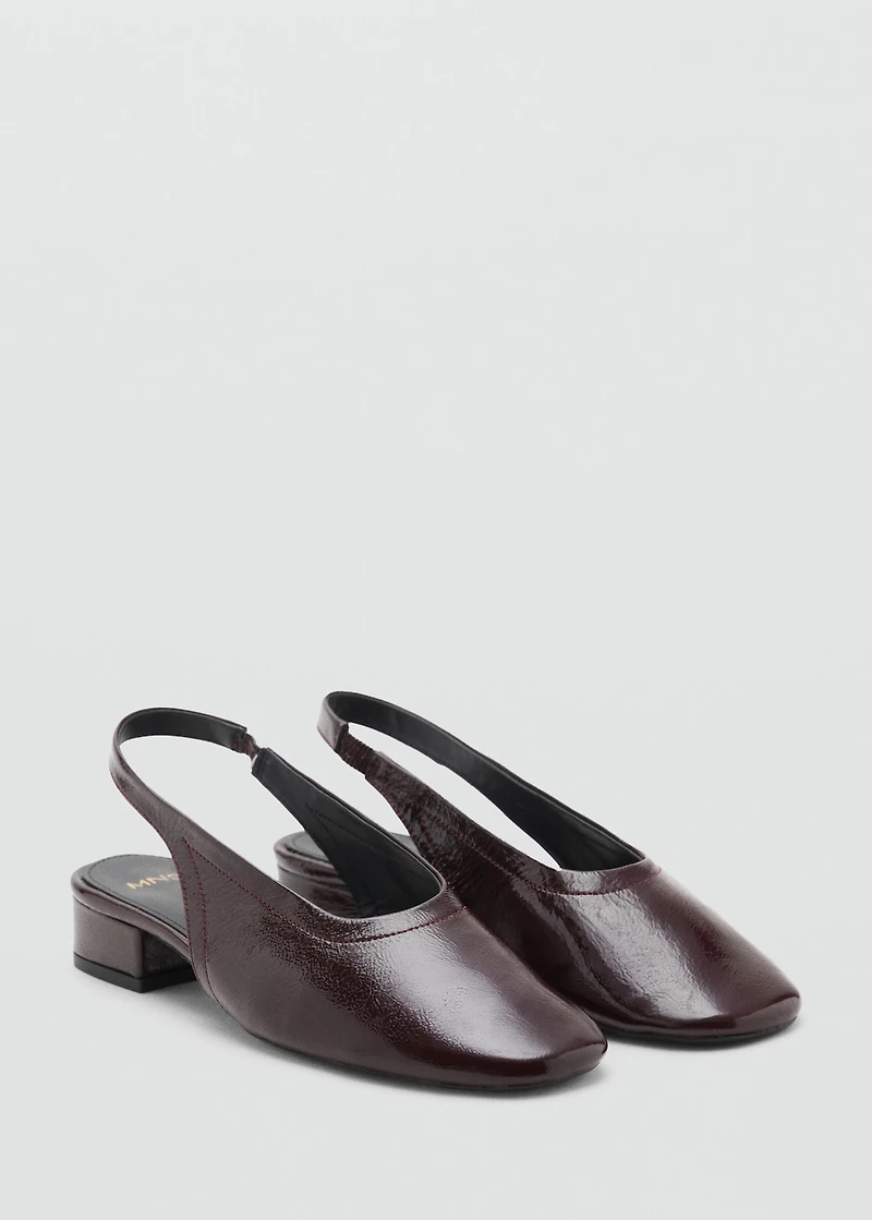 Block heel leather shoes