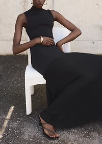 Combined dress with perkins collar