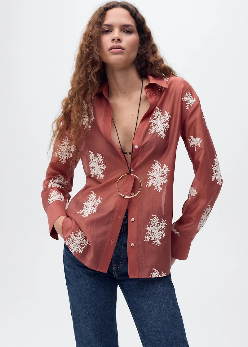 Embroidered lyocell shirt