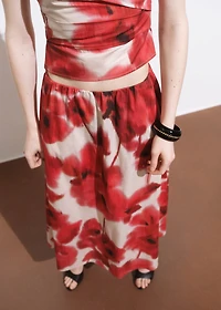 Floral-print flared skirt