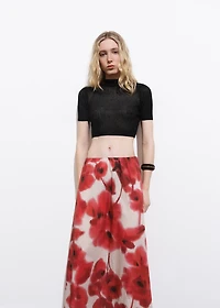 Floral-print flared skirt