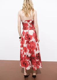 Floral-print flared skirt