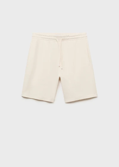 Textured cotton bermuda shorts with drawstring