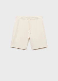 Textured cotton bermuda shorts with drawstring