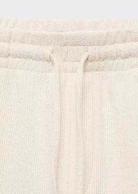 Textured cotton bermuda shorts with drawstring