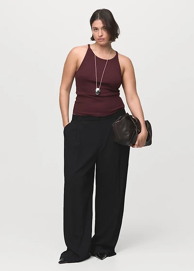 Wide leg pleated pants