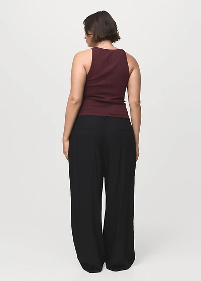 Wide leg pleated pants